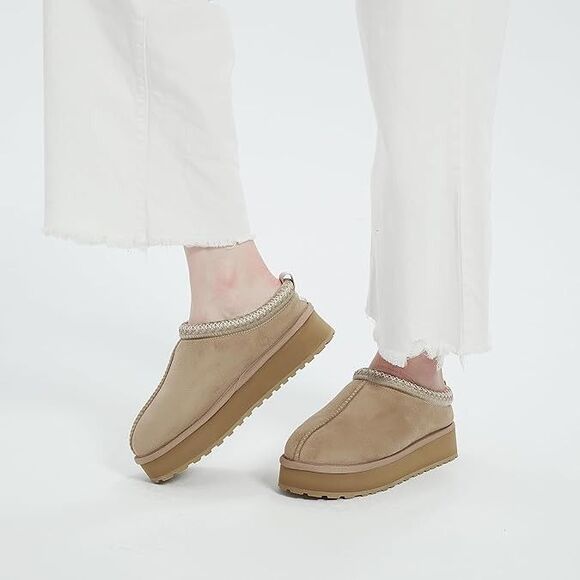 Gohom Platform Slippers Mini Boots for Women Fleece Lined Booties Anti-Slip, 10 - Picture 1 of 10